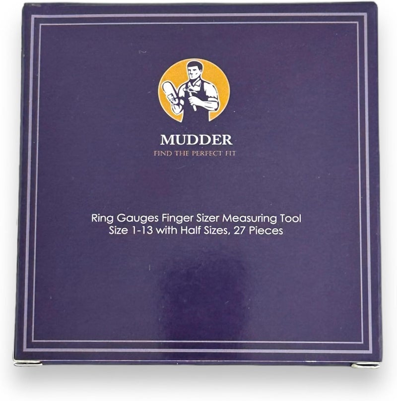 Mudder Stainless Steel Ring Gauges Finger Sizer Professional Measuring Ring Tool, Size 1-13 with Half Size, 27 Pcs - Image 5